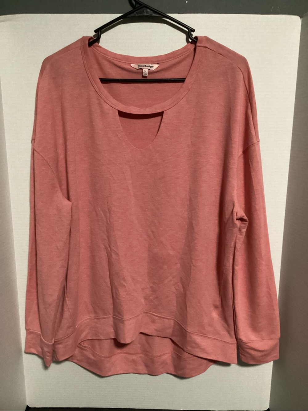 Juicy Couture Rose Pink Long Sleeve Cutout Sweatshirt. Size L. Lightweight, Soft
